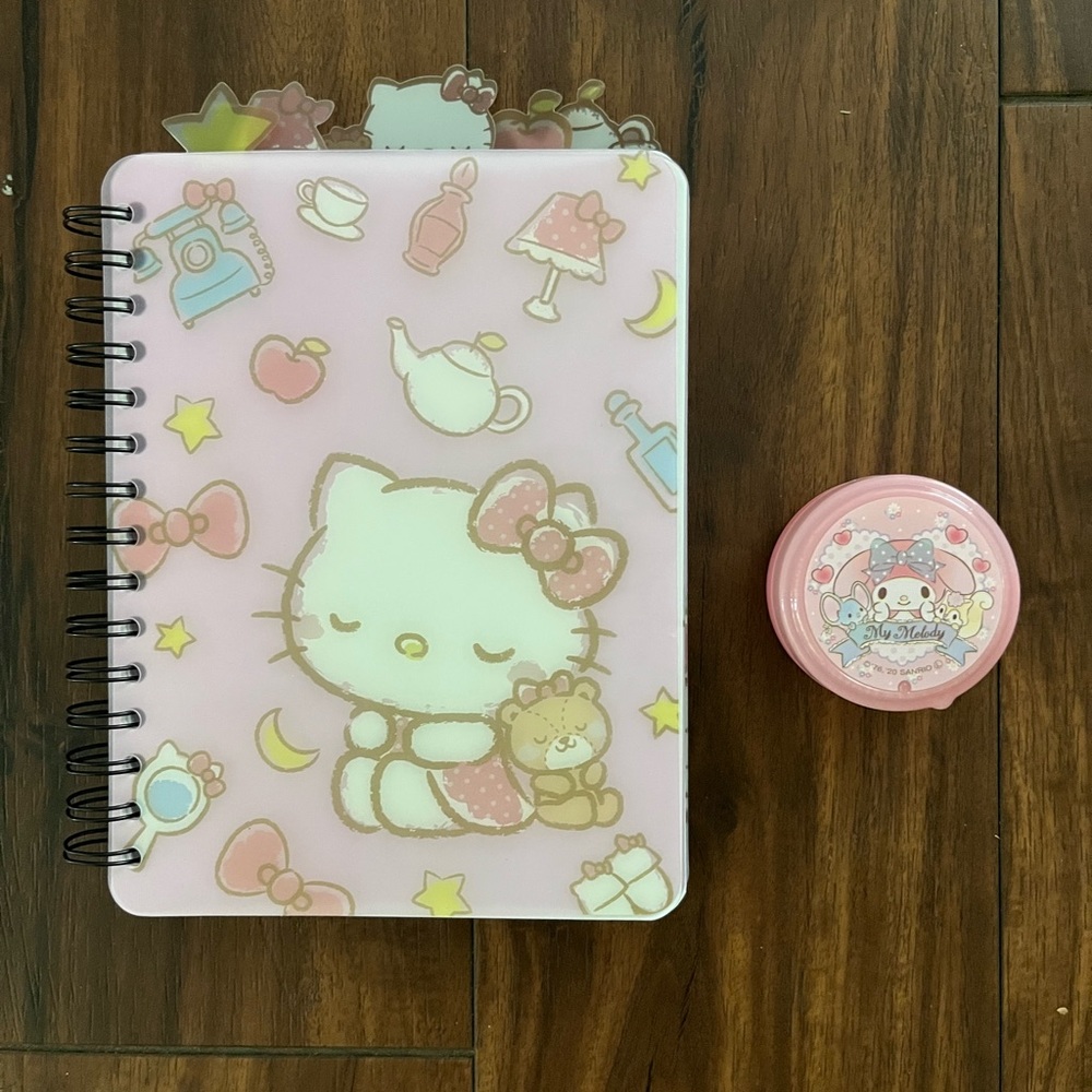 2 Hello Kitty Spiral Notebook & Tape Dispenser.
